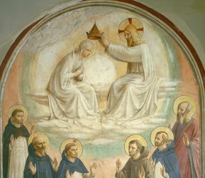 La coronación de la Virgen con los santos Tomás, Benito, Domingo, Francisco, Pedro Mártir y Pablo, 1442 (detalle de 43883)